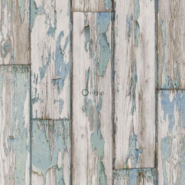 papel pintado tablas de madera azul petroleo y gris