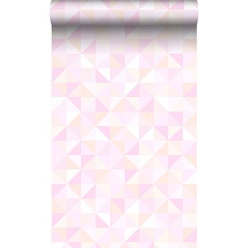 papel pintado triángulos rosa pastel claro y rosa melocotón