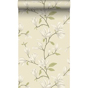 papel pintado magnolia blanco marfil