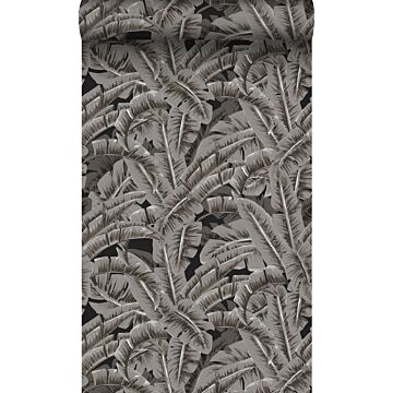 papel pintado hojas de palmera gris oscuro