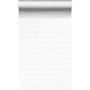 papel pintado muro de ladrillo pintado vintage blanco mate