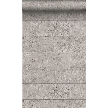 papel pintado bloques de piedra caliza en aparejo de soga gris claro