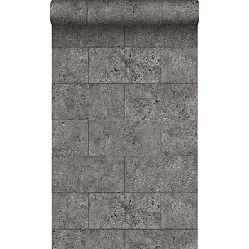 papel pintado bloques de piedra caliza en aparejo de soga gris pardo