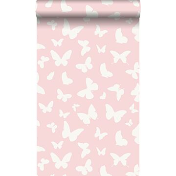 papel pintado mariposas rosa brillante y blanco