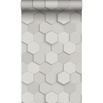papel pintado con textura eco estampado hexagonal 3d gris claro