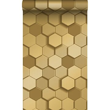 papel pintado con textura eco estampado hexagonal 3d oro