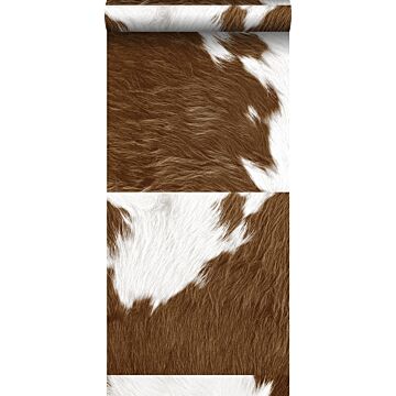 papel pintado XXL imitación piel de vaca marrón y blanco