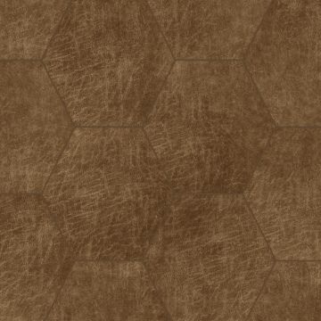 paneles eco-cuero autoadhesivos  hexágono marrón coñac