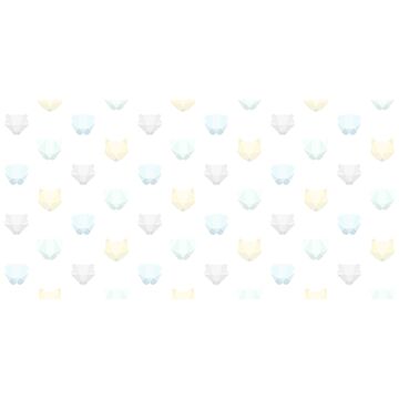 fotomural cabezas de animales origami verde menta pastel claro, azul celeste pastel claro, amarillo pastel claro, gris claro cálido y blanco mate