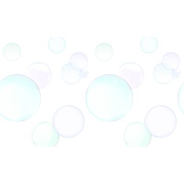 fotomural grandes burbujas flotantes morado lavanda lila pastel claro, verde menta pastel claro y azul celeste pastel claro